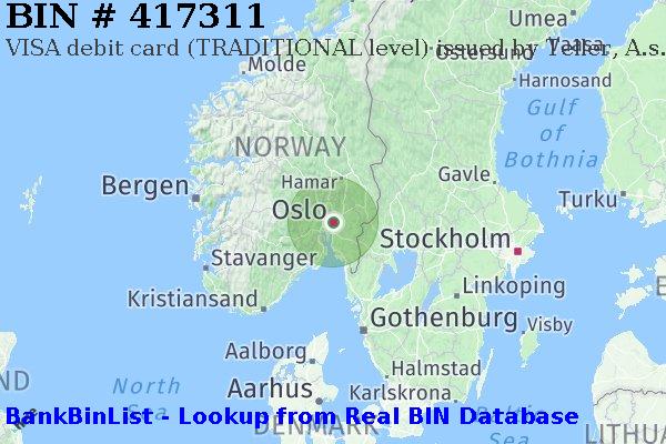 BIN 417311 VISA debit Norway NO