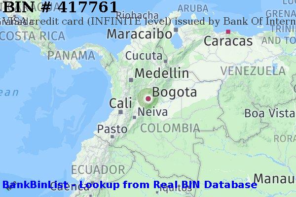 BIN 417761 VISA credit Colombia CO