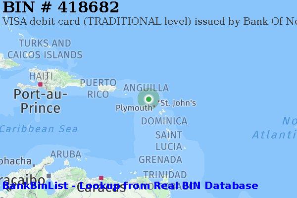 BIN 418682 VISA debit Saint Kitts and Nevis KN