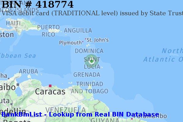 BIN 418774 VISA debit Saint Lucia LC
