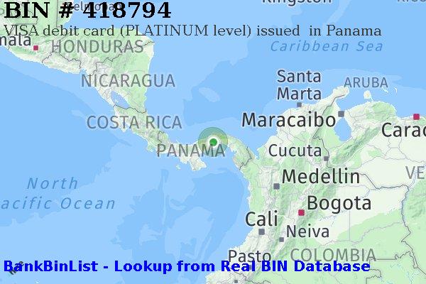 BIN 418794 VISA debit Panama PA