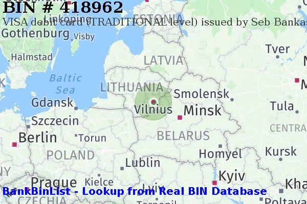 BIN 418962 VISA debit Lithuania LT