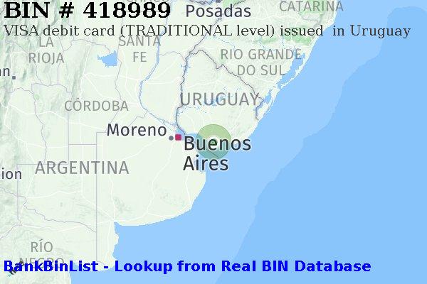 BIN 418989 VISA debit Uruguay UY