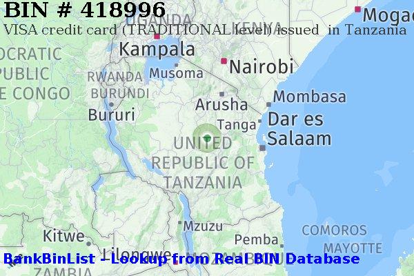 BIN 418996 VISA credit Tanzania TZ