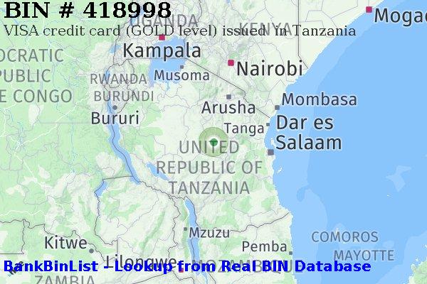 BIN 418998 VISA credit Tanzania TZ