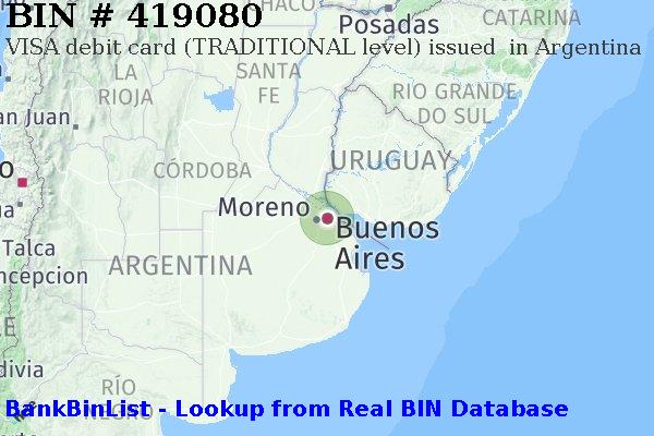 BIN 419080 VISA debit Argentina AR