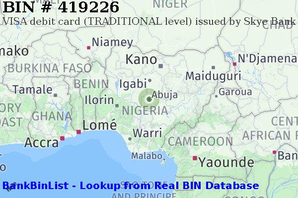 BIN 419226 VISA debit Nigeria NG