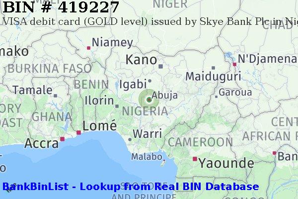 BIN 419227 VISA debit Nigeria NG