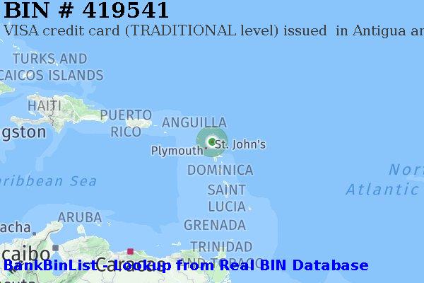 BIN 419541 VISA credit Antigua and Barbuda AG