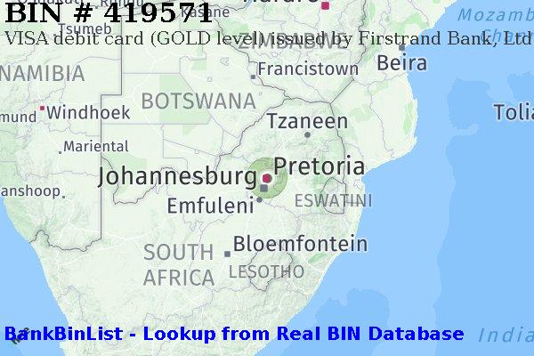 BIN 419571 VISA debit South Africa ZA