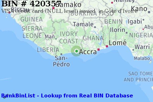 BIN 420357 VISA credit Côte d'Ivoire CI
