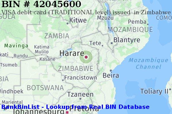 BIN 42045600 VISA debit Zimbabwe ZW