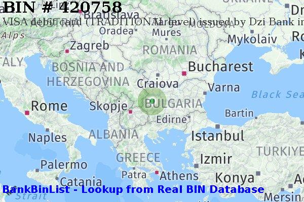 BIN 420758 VISA debit Bulgaria BG