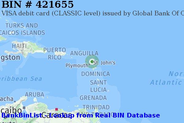 BIN 421655 VISA debit Antigua and Barbuda AG
