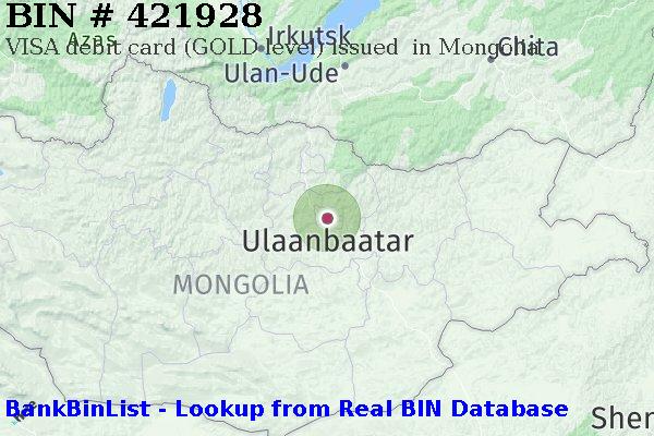 BIN 421928 VISA debit Mongolia MN