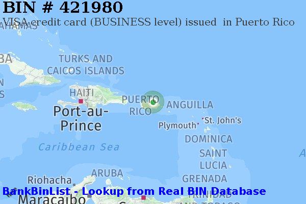 BIN 421980 VISA credit Puerto Rico PR