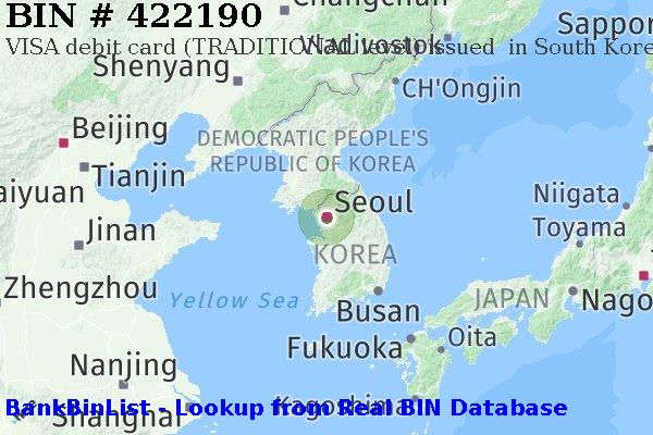 BIN 422190 VISA debit South Korea KR