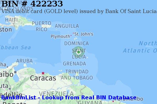 BIN 422233 VISA debit Saint Lucia LC
