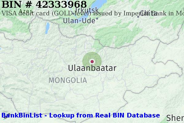 BIN 42333968 VISA debit Mongolia MN