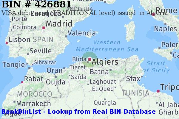 BIN 426881 VISA debit Algeria DZ