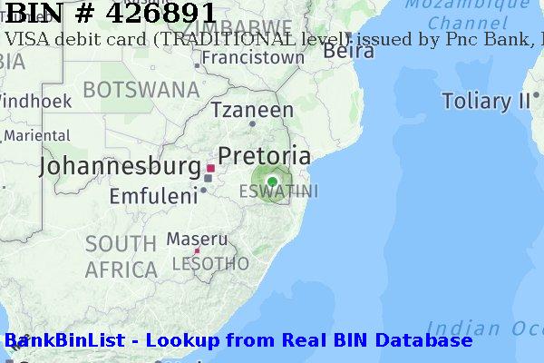 BIN 426891 VISA debit Swaziland SZ