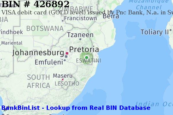 BIN 426892 VISA debit Swaziland SZ