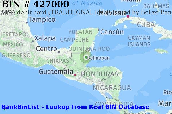 BIN 427000 VISA debit Belize BZ