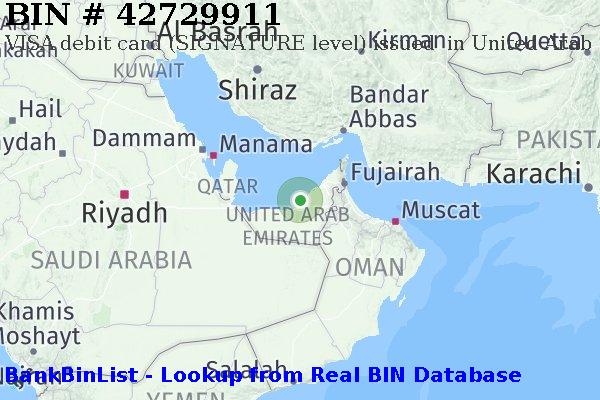BIN 42729911 VISA debit United Arab Emirates AE
