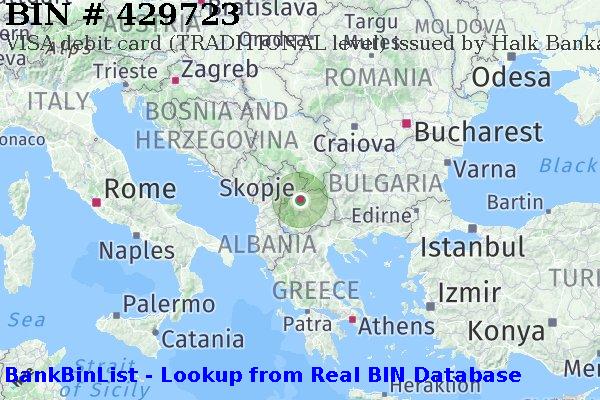 BIN 429723 VISA debit Macedonia MK