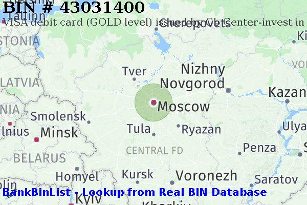 BIN 43031400 VISA debit Russian Federation RU