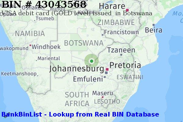 BIN 43043568 VISA debit Botswana BW