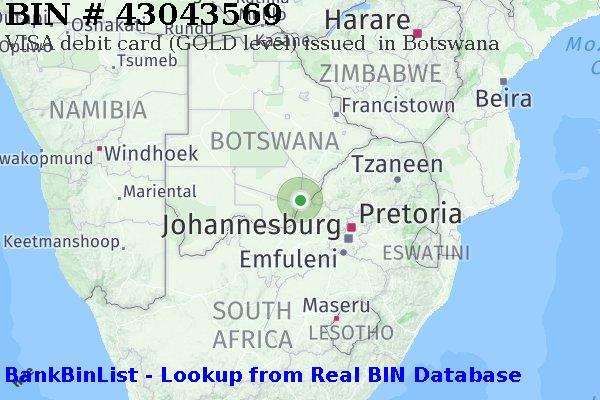 BIN 43043569 VISA debit Botswana BW