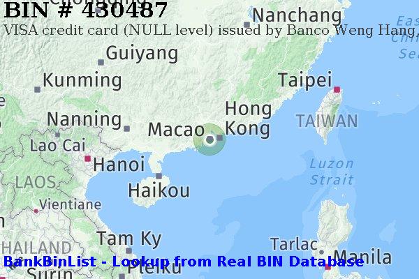 BIN 430487 VISA credit Macau MO