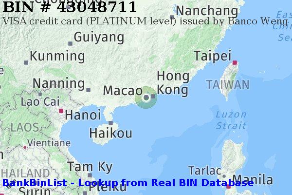 BIN 43048711 VISA credit Macau MO
