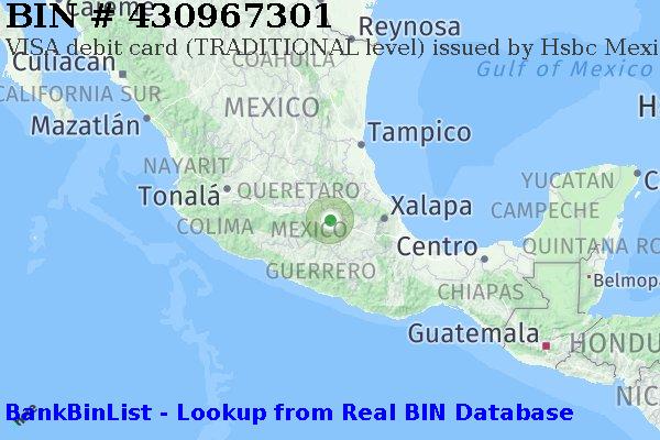 BIN 430967301 VISA debit Mexico MX
