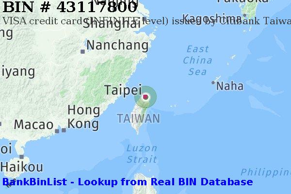 BIN 43117800 VISA credit Taiwan TW