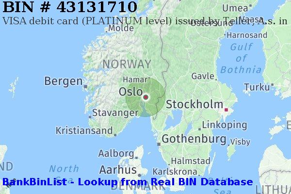 BIN 43131710 VISA debit Norway NO