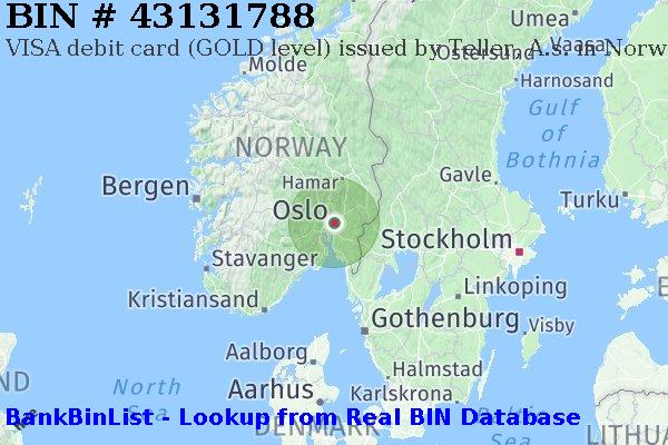 BIN 43131788 VISA debit Norway NO