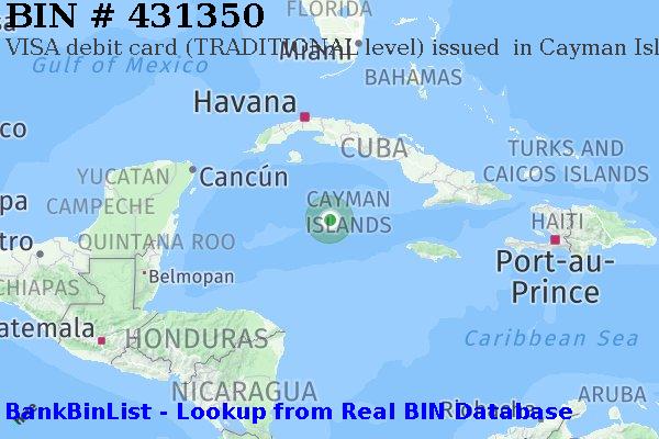 BIN 431350 VISA debit Cayman Islands KY
