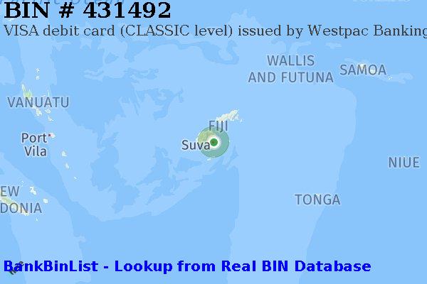BIN 431492 VISA debit Fiji FJ