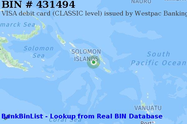 BIN 431494 VISA debit Solomon Islands SB