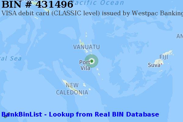 BIN 431496 VISA debit Vanuatu VU