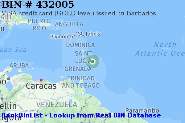 BIN 432005 VISA credit Barbados BB