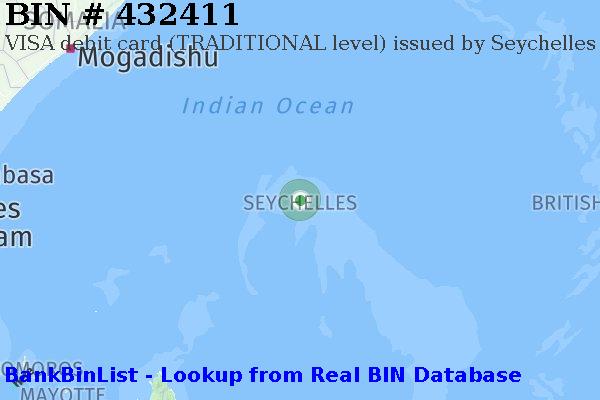BIN 432411 VISA debit Seychelles SC