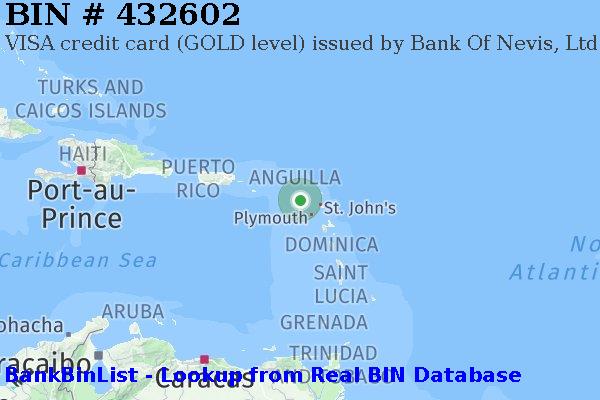 BIN 432602 VISA credit Saint Kitts and Nevis KN