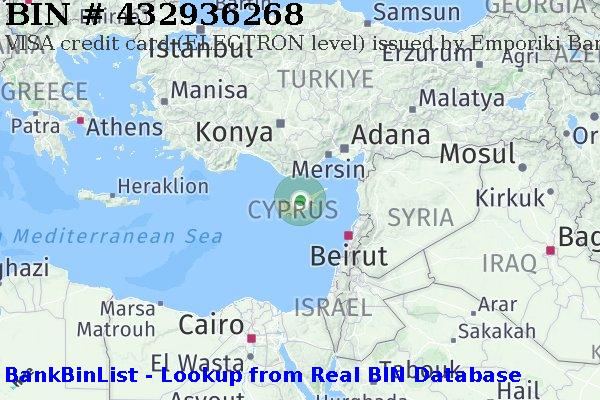 BIN 432936268 VISA credit Cyprus CY