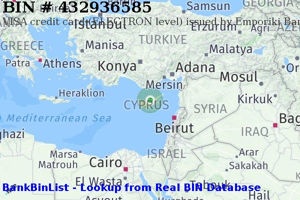 BIN 432936585 VISA credit Cyprus CY