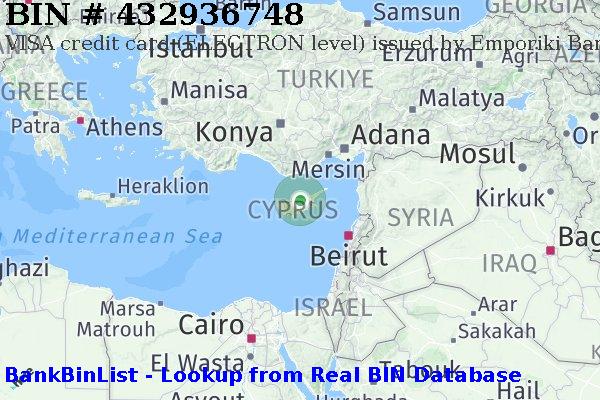 BIN 432936748 VISA credit Cyprus CY