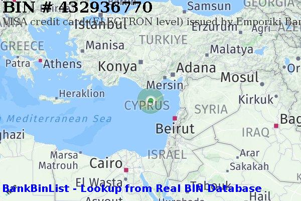 BIN 432936770 VISA credit Cyprus CY