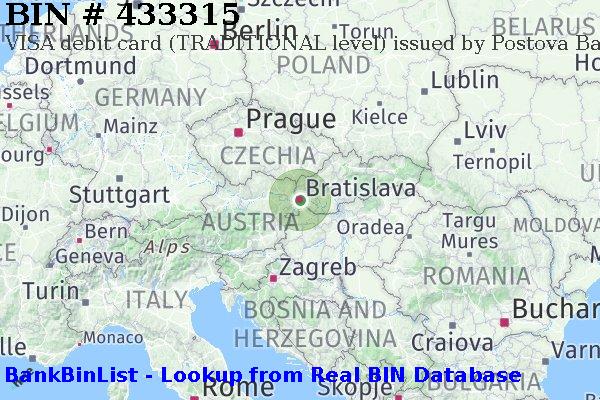 BIN 433315 VISA debit Slovakia (Slovak Republic) SK